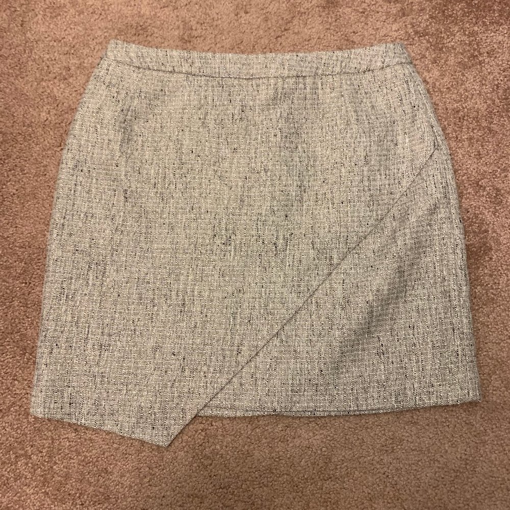 Tan Tweed Faux Wrap Work Skirt H&M